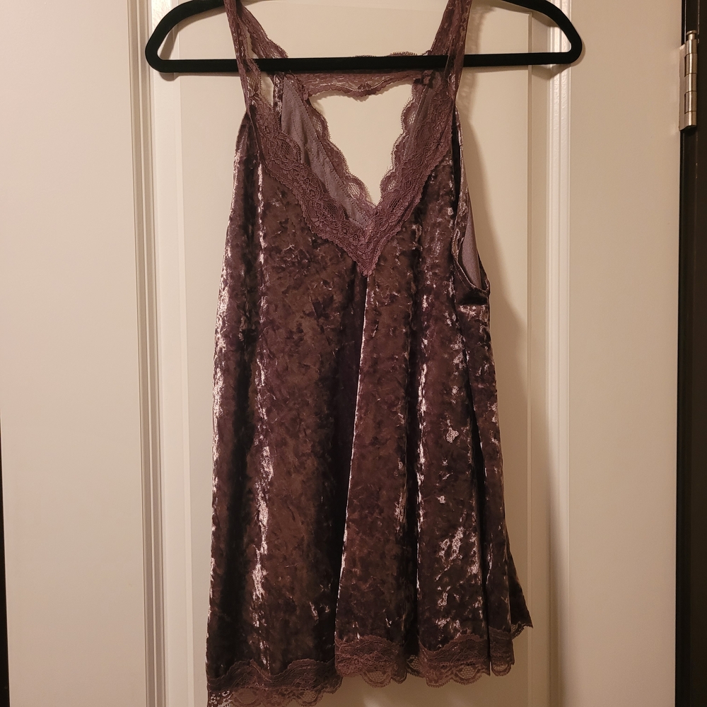 POL Brown Velvet Lace Chemise Size S
